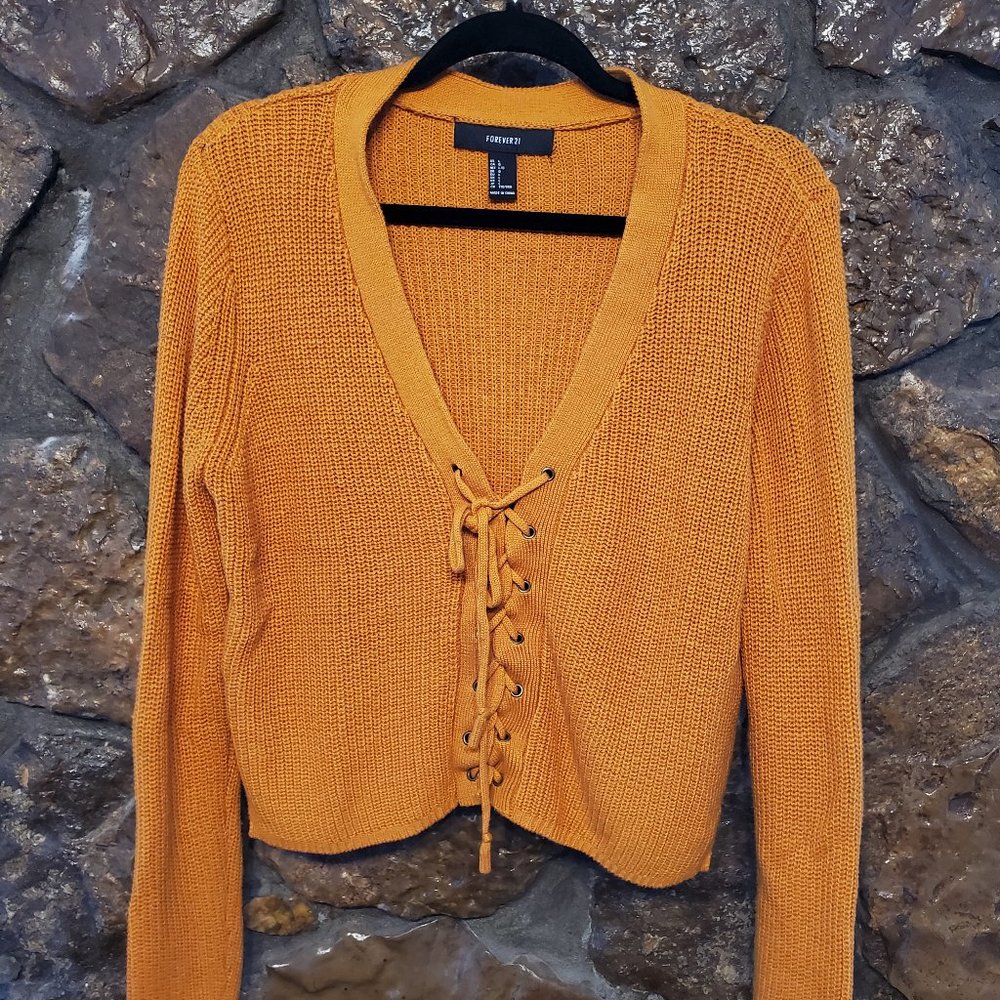 Long Sleeve Mustard Sweater Fitted/Crop Top